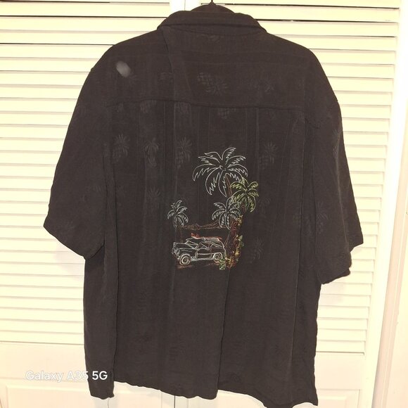 Paradise Collection Black Short Sleeve Button-Up Mens Shirt XXL Silk Blend Coast - Picture 8 of 8